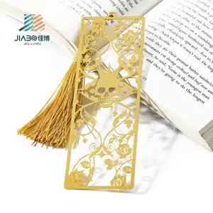 Thiết kế riêng của bạn Bookmark khuôn chết cắt tùy chỉnh 2D Rose Metal Brass Bookmark với tua như một món quà
