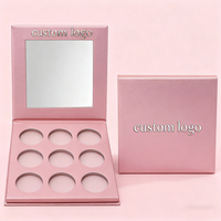 Palette à paupières vide 9 compartiments, boîte en carton à fermeture magnétique avec miroir, logo personnalisé, emballage en papier écologique pour maquillage