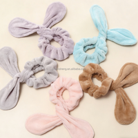 Bandeau en flanelle réutilisable antidérapant pour femmes, motif lapin mignon, pour le lavage du visage, le maquillage, la douche, le SPA et le yoga