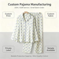 Ensemble de pyjama pour femme en gaze de coton double couche anti-plis, imprimé floral, OEM ODM, personnalisable, marque privée, vente en gros en petites séries