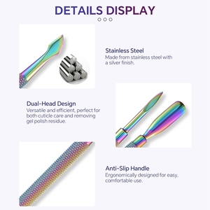 KADS 1 pièce Repousse-cuticules double face en acier inoxydable pour éliminer les peaux mortes, outil de nettoyage et d'entretien des ongles - Product Image 6