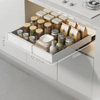 Support de rangement en métal coulissant pour armoire rétractable sans poinçon de cuisine à domicile avec panier à tiroir d'évier inférieur et porte-épices