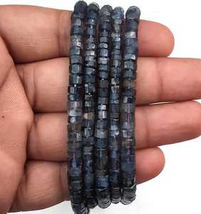 Natural 13 Inch Long Genuine <b>Blue</b> Iolite Gemstone Faceted Tyre Shape <b>Beads</b> for Jewelry Making Wholesale - Product Image 3