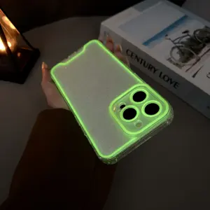 Night Light Luminous Soft Phone Case for IPhone 15 14 13 12 Fluorescent Neon Glitter mobile phone case for iphone 15 pro