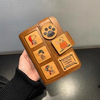 Cuaderno de Hojas Sueltas A7 Snoopys, Cuaderno Retro de Cuero PU con Anillas Extraíbles, Diario de Bolsillo Portátil, Libreta de Notas