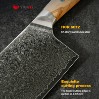 Couteau Nakiri de cuisine damas poli à la main avec manche en bois d'olivier Couperet japonais pour viande et légumes tranchants Couteau de chef