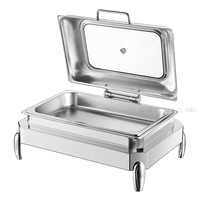 Plat de service de luxe pour buffet, chauffe-plat en acier inoxydable et verre, 6L/9L, chauffage électrique ou à combustible, idéal pour la restauration, fabrication OEM