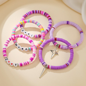 Fashion <b>Beaded</b> <b>Bracelets</b> Colorful Letter Heart Pendant Set Gift Jewelry - Product Image 2
