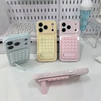 Support à ventouse à grande fenêtre contrastée, compatible avec le support de lit entièrement enveloppant couleur unie Macaron pour 17 Pro Max