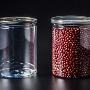 Customized clear ring pull can PET plastic jar for food packaging peanut butter plastic jars