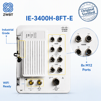 Commutateur Cisco Catalyst IE-3400H-8FT-E, robuste, IP67, 8x 100M M12 D-Code, -40°C à 75°C, montage mural, sans ventilateur, Network Essentials