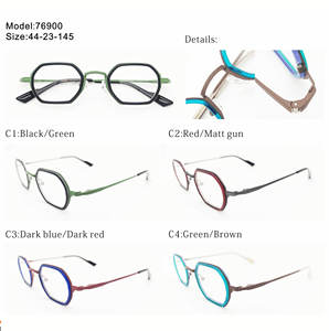 Las últimas gafas ópticas de acetato de metal poligonal hechas a mano, gafas con montura listas para enviar - Product Image 3