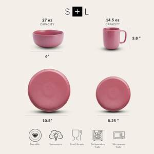 16 Pcs Vaisselle Rustique Pierre Burgundyr Dinning Assiettes Ensembles Vaisselle De Luxe En Céramique Grès Vaisselle Ensembles - Product Image 2