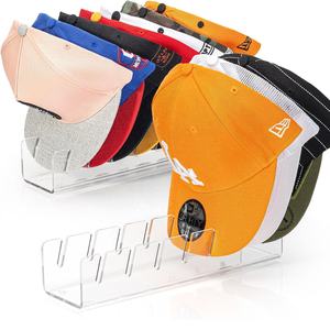Soporte acrílico para sombrero, organizador de exhibición de gorra de béisbol sin instalar, paquete de 2, capacidad para 14 gorras transparentes para armario, dormitorio, tocador, almacenamiento de alimentos - Product Image 1