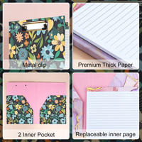Logo personnalisé Presse-papiers Folio avec pochette de rangement et bloc-notes rechargeable Fournitures scolaires Bureau Padfolio