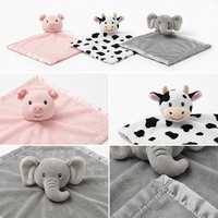 Ensemble de couvertures de sécurité en peluche super douce en coton PP, jouet en peluche en forme de cochon, vache, éléphant pour bébé et enfant, cadeau