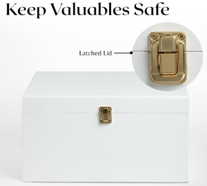 Đảng trang trí bằng gỗ màu trắng lưu niệm hộp bền lớn bằng gỗ <span class=keywords><strong>box</strong></span> với bản lề nắp hộp nhớ cho lưu niệm - Product Image 4