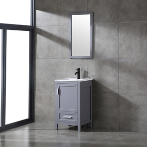 Meuble-lavabo autoportant en bois massif, moderne et écologique, avec miroir encadré, vasque en céramique, résistant à l'eau, style ferme, pour atelier - Product Image 2