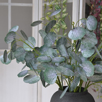 Real Touch Latex Eucalyptus Décoratif Plantes Artificielles Verdure Mariage Argent Feuilles Branches Tiges pour Noël Thanksgiving