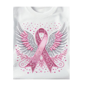 A todo color listo para presionar cinta Rosa bordado falso concientización sobre el Cáncer transferencia DTF hierro-En calcomanía de concientización sobre el cáncer de mama - Product Image 3