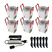 Le mini projecteur LED pour spots encastrés, DC12V, 3W, 6 pièces, avec télécommande et câble pour terrasses, balcons, pergolas