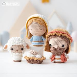 KIVA Nativité Scène <span class=keywords><strong>Crochet</strong></span> Poupées Amigurumi Ensemble À La Main <span class=keywords><strong>De</strong></span> Noël Religieux Polyester En Peluche Jouets Joseph Mary Bébé Jésus Tricoté - Product Image 3