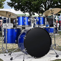 Wholesale Factory OEM 5-Piece Jazz Acoustic Drum Set - Blue Finish Steel & Aluminum Chamber, Custom Logo Print Supported