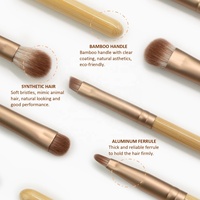 Ensemble de 5 pinceaux de maquillage en bambou écologiques tendance 2026, poils synthétiques véganes, logo personnalisé, mini-pinceaux pour fard à paupières, crayon à sourcils et lèvres