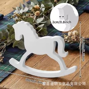 Figurine de poney en bois pour bureau, couleur bois naturel blanc, ornement de Noël, décoration intérieure - Product Image 2