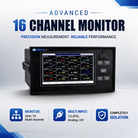MPR500SH CE 6/8/12/16-Channel Universal Digital Paperless Data Logger Suhu PT100+Thermocouple+Current Layar Sentuh LCD Berwarna USB