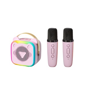 Mini Sistema de Karaoke con Dos Micrófonos de Mano, Luces LED y Soporte para Tarjeta TF para Entretenimiento Familiar - Product Image 1