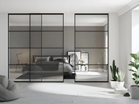 Porte coulissante en aluminium à cadre fin minimaliste moderne sans rail inférieur, porte de séparation intérieure pour cuisine, salon, chambre à coucher