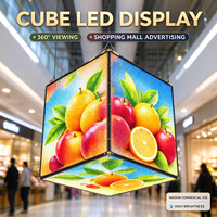Layar LED Kubus 3D OEM IP65 untuk Luar Ruangan, Video Wall Warna Penuh 360 Derajat untuk Iklan di Pusat Perbelanjaan