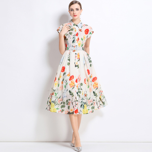 Robe <span class=keywords><strong>pour</strong></span> femmes <span class=keywords><strong>grande</strong></span> <span class=keywords><strong>taille</strong></span>, nouvelle collection été, col polo, manches courtes, robe imprimée, <span class=keywords><strong>vêtements</strong></span> de boutique, vente en gros - Product Image 5