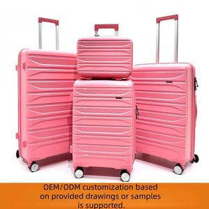 Ensemble <span class=keywords><strong>de</strong></span> bagages à roulettes en PP vendu directement en usine, quatre pièces, résistant aux chocs, avec poignée épaisse, fermeture éclair, roues silencieuses, guidon - Product Image 1