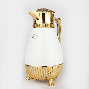 สินค้ามาใหม่ กระติกน้ำสุญญากาศเคลือบสีขาวทอง ขนาด 1.0 ลิตร สำหรับชุดกาแฟและชา - Product Image 2