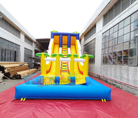 Château gonflable en PVC de qualité commerciale et toboggan aquatique tropical pour la maison, l'école et l'extérieur