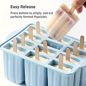 Offre Spéciale : Moule à Glace en Silicone à 12 Cavités, Écologique, Sans BPA, Réutilisable, Facile à Démouler, pour Sucettes Glacées - Product Image 2