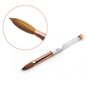 Pinceau à ongles en acrylique 100% Kolinsky Sable avec manche diamanté blanc doré, logo OEM pour ongles en acrylique - Product Image 2