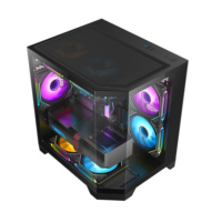 AntarcChill Micro-ATX PC Case Transparent Mid Tower for Office Computer Black Table Case Dustproof Filter Mini Fish Tank