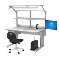 Mesa de Trabajo ESD Modular Ajustable con Manivela, Estructura de Acero Laminado en Frío, Segura Contra Electricidad Estática, Personalizable para Almacén