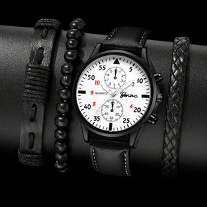 WGS-94 4pcs <strong>Set</strong> Low Price Men Quartz Wristwatch Business PU Leather Men's <strong>Watch</strong> <strong>Set</strong> - Product Image 4