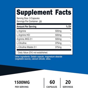 OEM nitrik oksit kapsülleri bir diyet takviyesi ve spor beslenme takviyesi l-arginin l-arginin HCl arginin <span class=keywords><strong>AKG</strong></span> açısından zengindir - Product Image 4