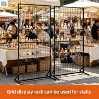Tragbarer 100cm Gitter-Netz-Präsentationsständer auf Rollen |   Faltbarer Verkaufsstand für Pop-up-Märkte und Ausstellungsstände mit Schnellaufbau