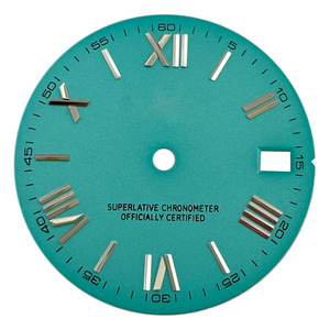 Großhandel Custom S Logo Roman Scale Echte Nagel uhr Gesichter Kalender fenster NH35/36 Uhrwerk Blaues Zifferblatt für Rolex Seiko