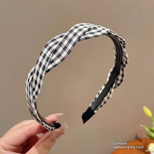 Citas Escena Diadema Adorable Estampado a cuadros Accesorio para el cabello caliente para mujeres Bonita diadema - Product Image 5