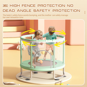Trampolim infantil barato em promoção, material PVC, para meninas e meninos, cama elástica dobrável para brincar em ambientes internos com rede de proteção. - Product Image 6