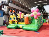 Château gonflable commercial pour enfants, thème jardin d'abeilles et fleurs, avec toboggan