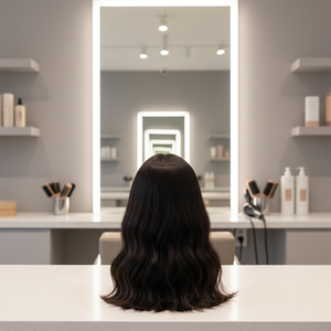 Perruque brésilienne populaire en cheveux humains, style noir à ondulations naturelles/décontractées, avec attaches tissées, pointes à simple tirage - HAIR4WIG - Product Image 1