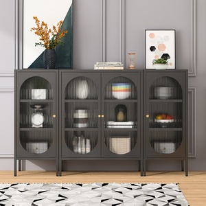 Woonkamer Meubels Decoratieve Glazen Deur Dressoir Metalen Buffetkast Huis Dressoir - Product Image 2